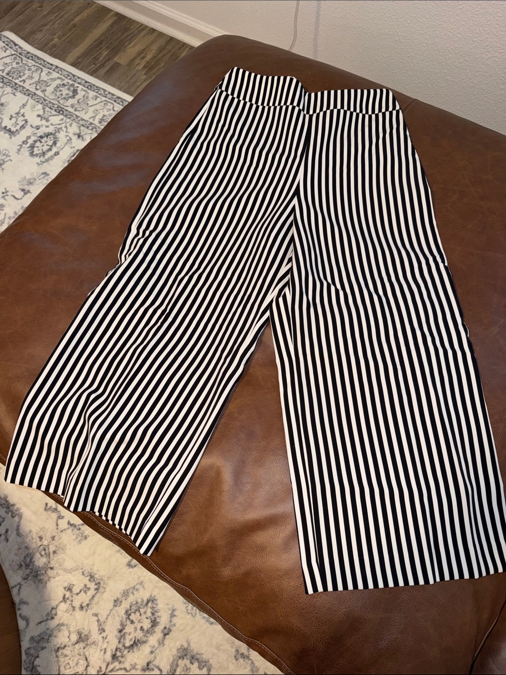 Express Black and White Vertical-Stripe Wide-Leg Trousers